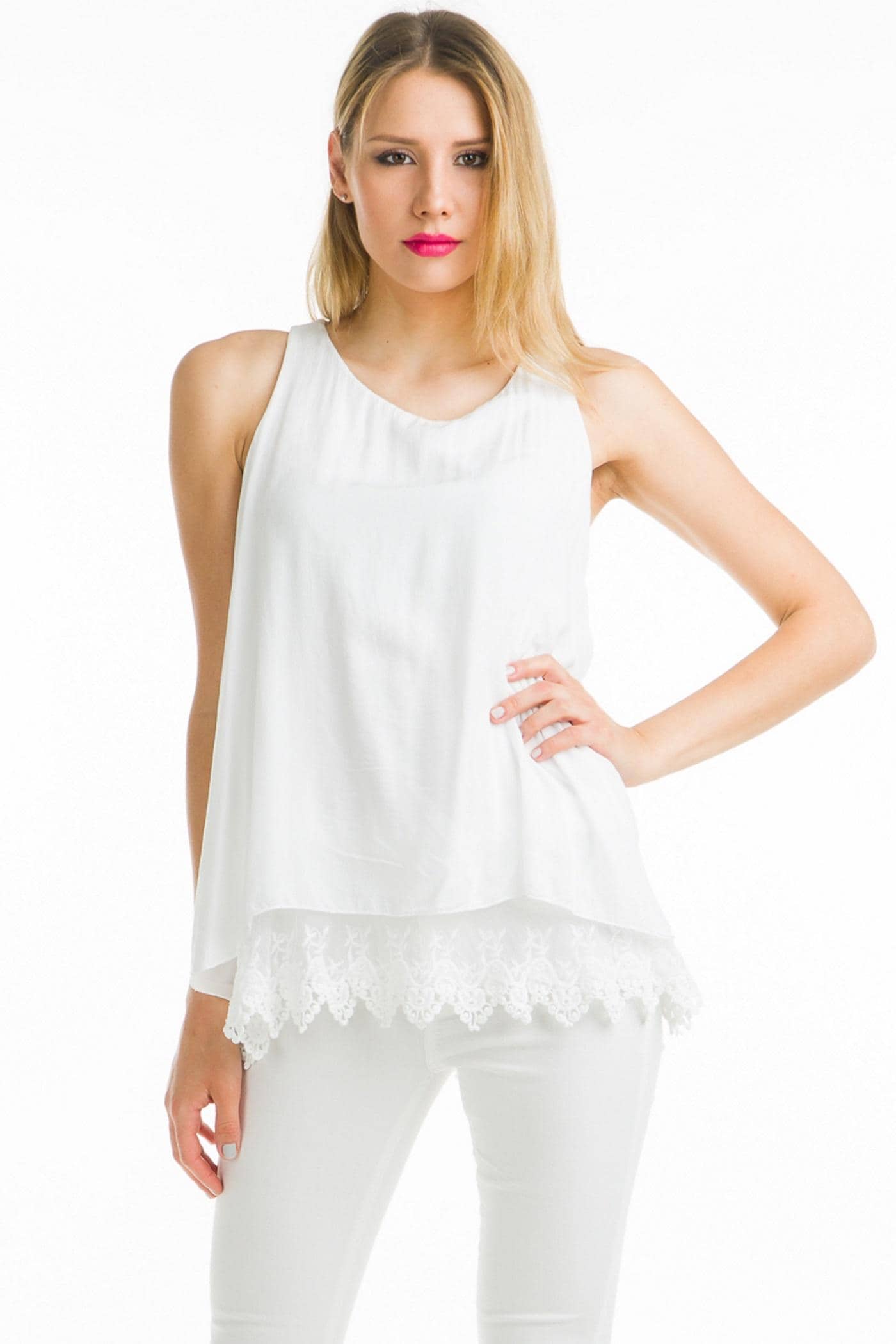 Tank top with lace. Made in Italy