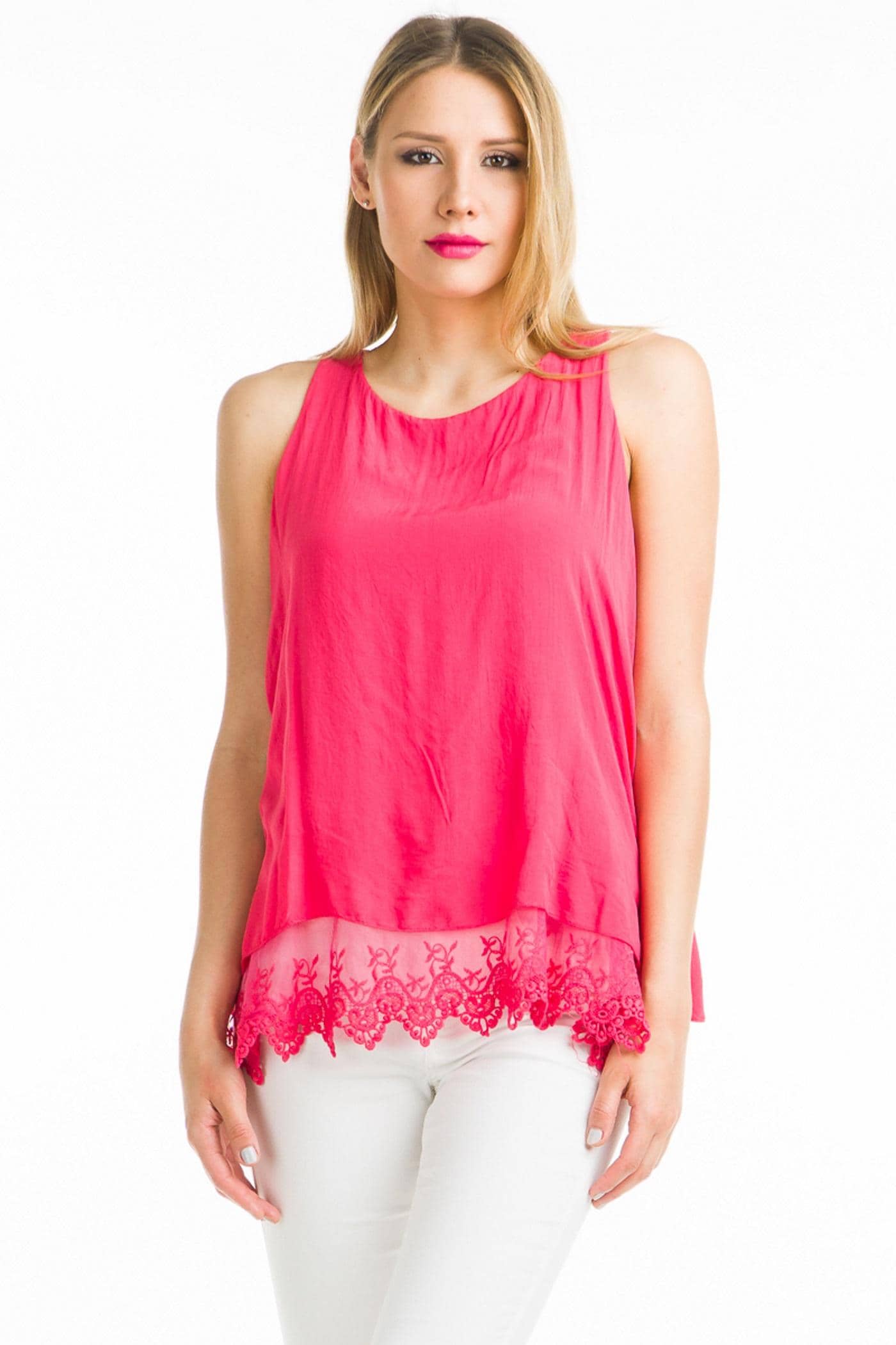 Tank top with lace. Made in Italy